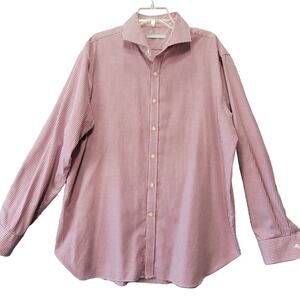 Michael Kors Red White Plaid Shirt Classic Long Sleeves Button Up Men's Size XL